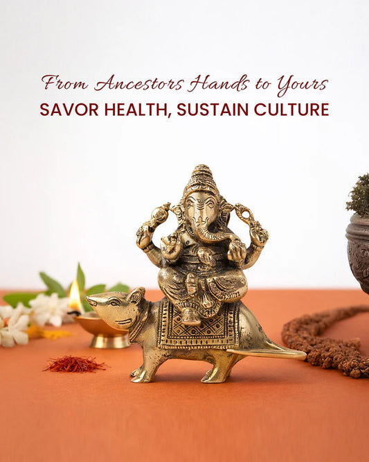 Pure Brass Ganesha Sitting on Mushak for Prosperity and Blessings