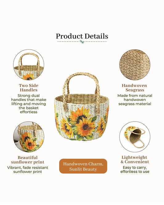 Decorative Seagrass Fruit Hamper Basket for Home and Table Display