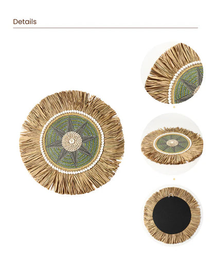 Decorative Raffia Wall Circle for Entryway or Workspace