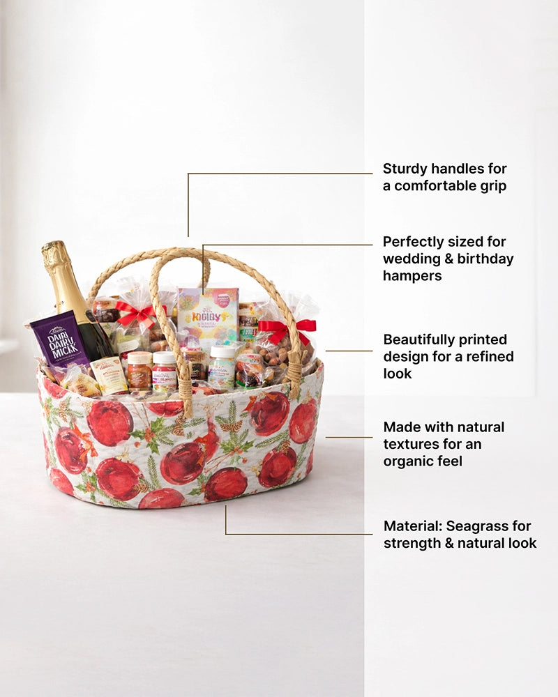 Eco-Friendly Gift Hamper Basket for Home, Festive Gifting, and Fruits