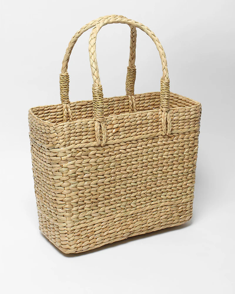 Handwoven Seagrass Shopping Basket & Tote Bag