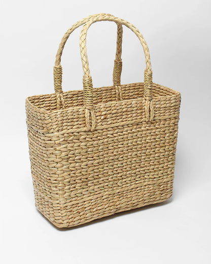Handwoven Seagrass Shopping Basket & Tote Bag