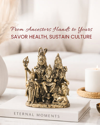 Traditional Lord Shiva Parivar Brass Showpiece for Pooja Needs and Gifting