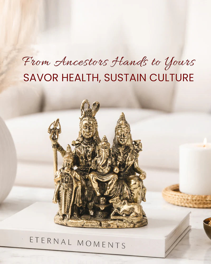 Traditional Lord Shiva Parivar Brass Showpiece for Pooja Needs and Gifting