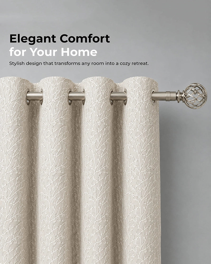 Designer Polyester Eyelet Door Curtain (Cream, 7 ft)