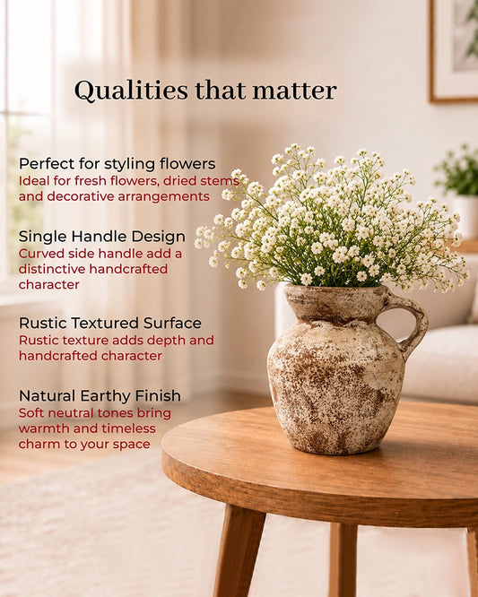 Premium Terracotta Vase with Textured Finish for Home Decoration