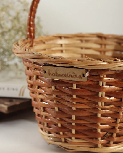 Handcrafted Wicker Round Basket for Fruits, Flowers, and Home Storage