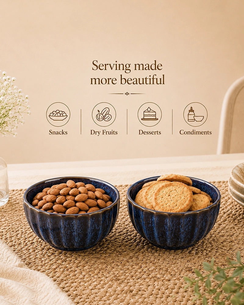 Ceramic Serving Bowl Set for Snacks & Gifting, Set of 2