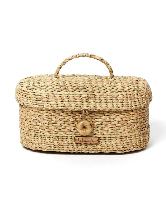 Handwoven Seagrass Tissue Box for Desk, Living Room & Bedroom