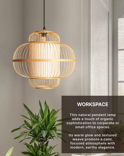 Elegant Bamboo Pendant Lamp for Dining Room and Lounge - Pack of 1