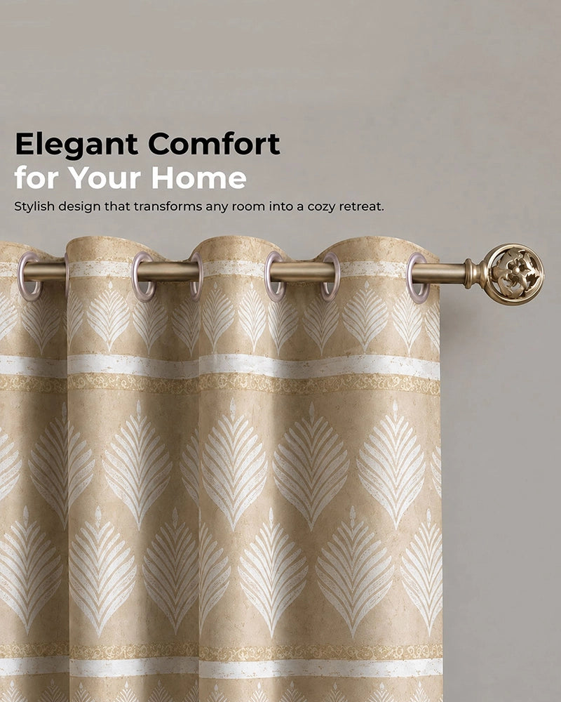 Contemporary Jacquard Eyelet Door Curtain (Beige, 7 ft)