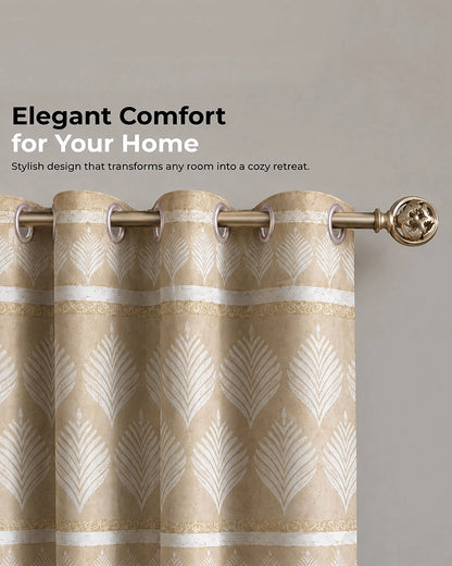 Contemporary Jacquard Eyelet Door Curtain (Beige, 7 ft)