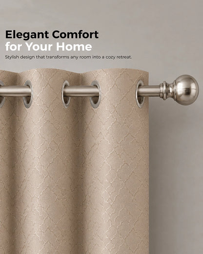 Textured Polyester Eyelet Curtain for Doors (Beige, 7 ft)