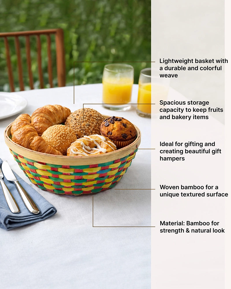 Durable Bamboo Fruit and Vegetable Basket for Kitchen Countertops