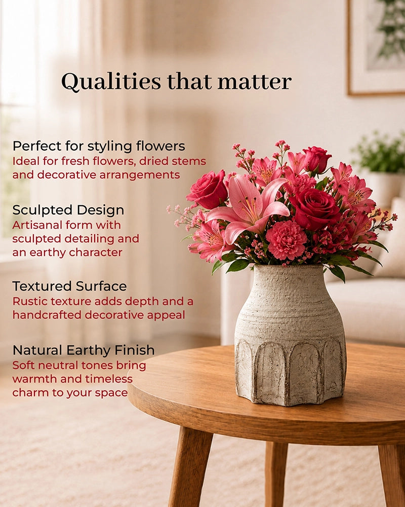 Premium Terracotta Vase with Textured Finish for Home Decoration