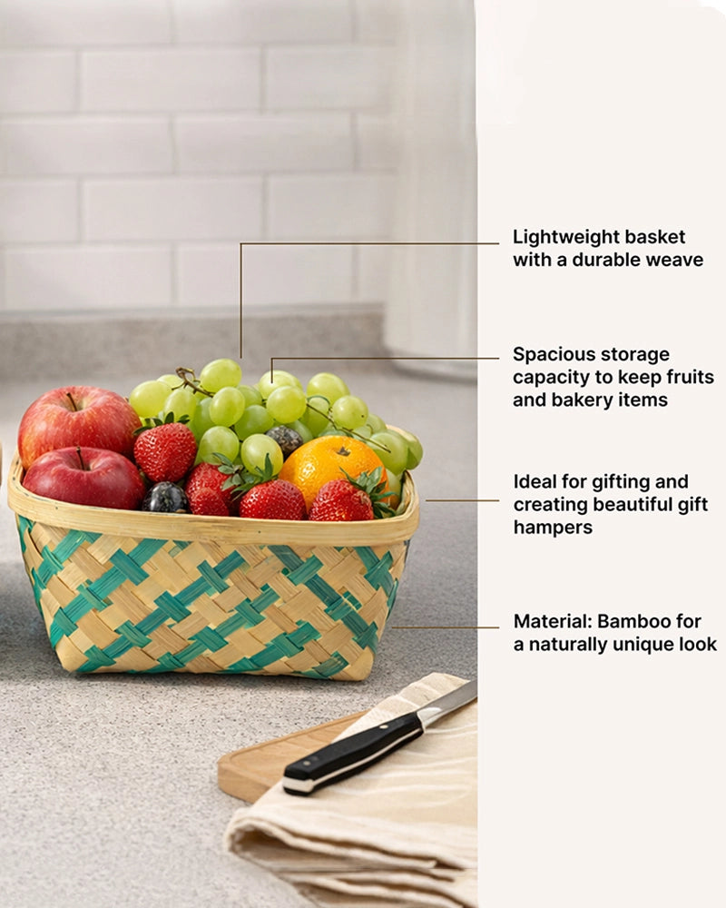 Bamboo Basket for Organizing Home, Kitchen, and Gift Hampers (Set of 2)