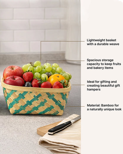Bamboo Basket for Organizing Home, Kitchen, and Gift Hampers (Set of 2)