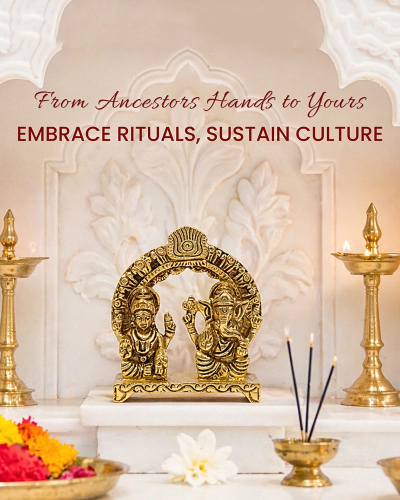 Brass Laxmi Ganesh Idol for Diwali Pooja, Home Decoration & Festive Gifting