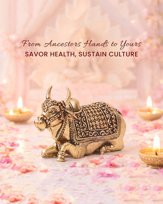 Elegant Nandi Brass Idol for Festivals, Home Temple, and Spiritual Spaces