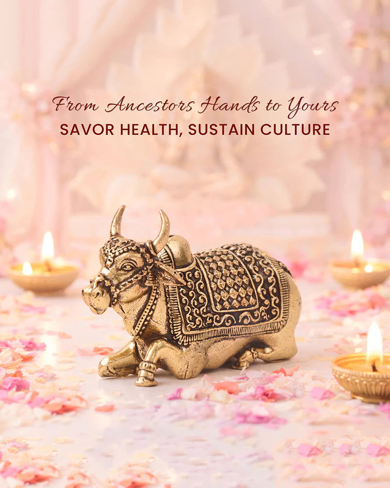 Elegant Nandi Brass Idol for Festivals, Home Temple, and Spiritual Spaces
