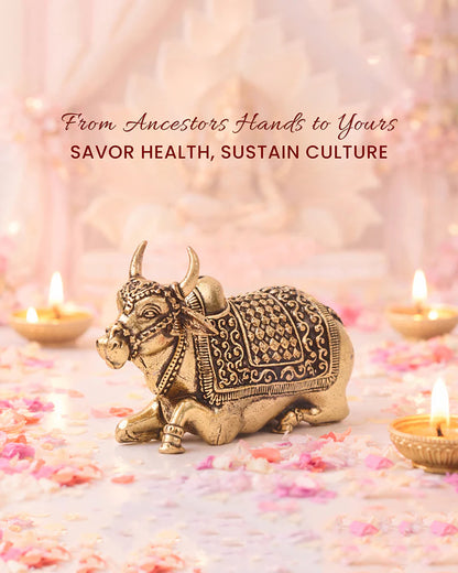 Elegant Nandi Brass Idol for Festivals, Home Temple, and Spiritual Spaces