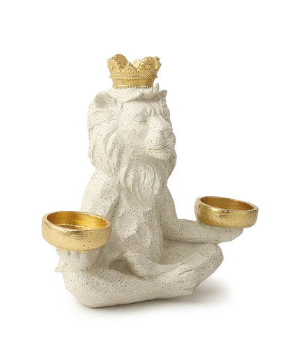Polypropylene Yoga Lion Tealight Figurine for Living Room Decor and Gifting