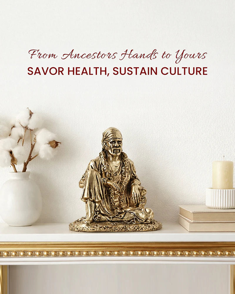 Elegant Sai Baba Idol Brass Figurine for Pooja Needs and Altars