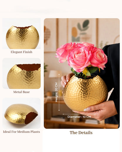 Metal Flower Vase for Fresh or Artificial Flowers and Home Decoration