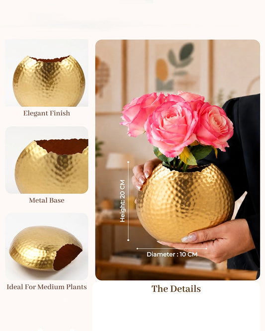 Metal Flower Vase for Fresh or Artificial Flowers and Home Decoration