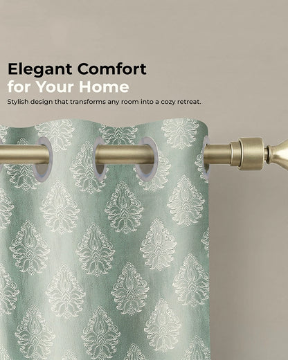Modern Jacquard Door Curtain in Eyelet Style (Blue, 7 ft)