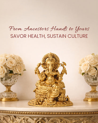 Traditional Lord Ganesha Murti Brass Figurine for Pooja and Gifting