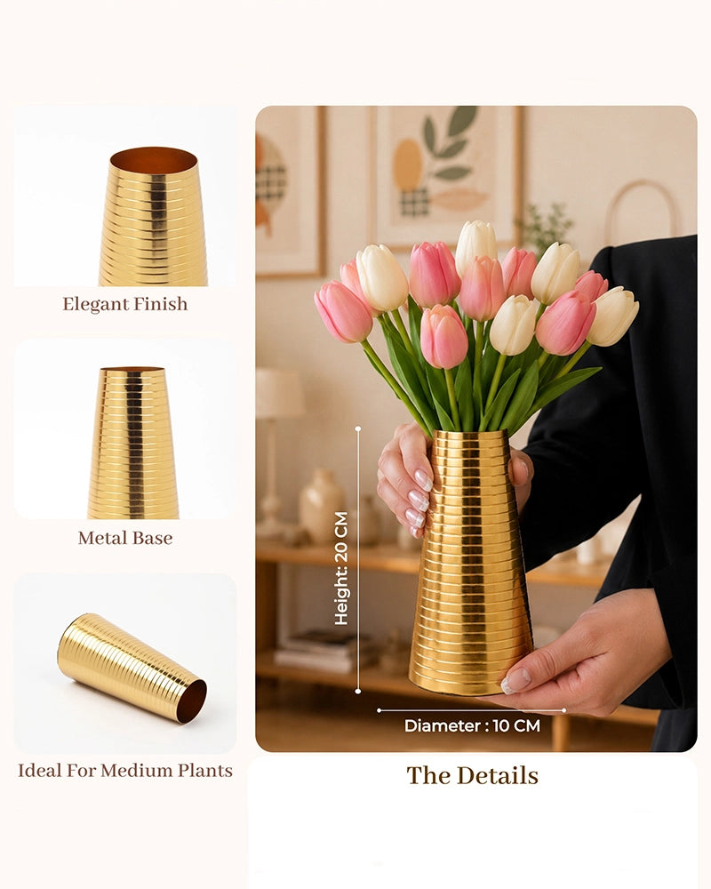 Durable Metal Flower Vase for Bedroom Balcony Office and Tabletop Display