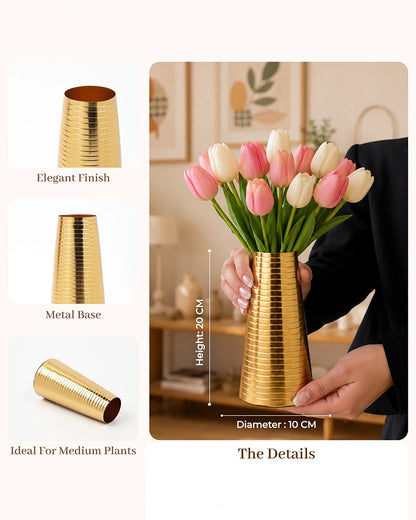 Durable Metal Flower Vase for Bedroom Balcony Office and Tabletop Display