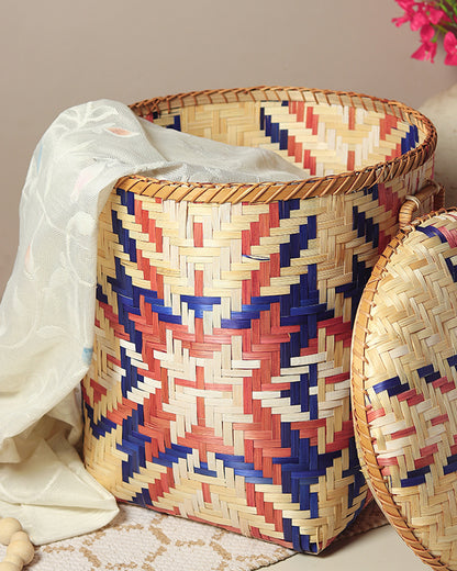 Bamboo Multi Storage Basket | Wicker Laundry Basket With Lid