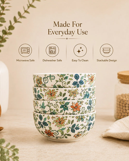 Ceramic Serving Bowl Set for Snacks & Food Serving, Set of 4