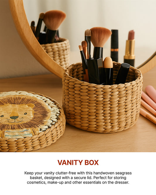 Storage Box with Lid | Round Gift Box | Seagrass Organiser Boxes