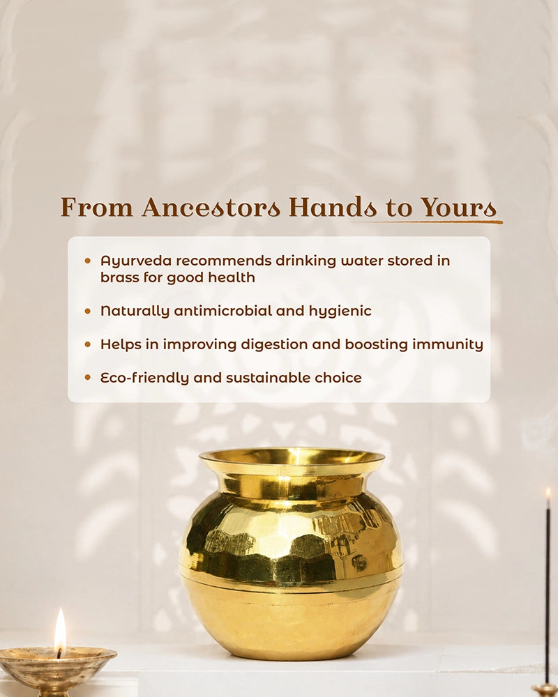 100% Pure Brass Diamond Cut Lota for Pooja, Mandir