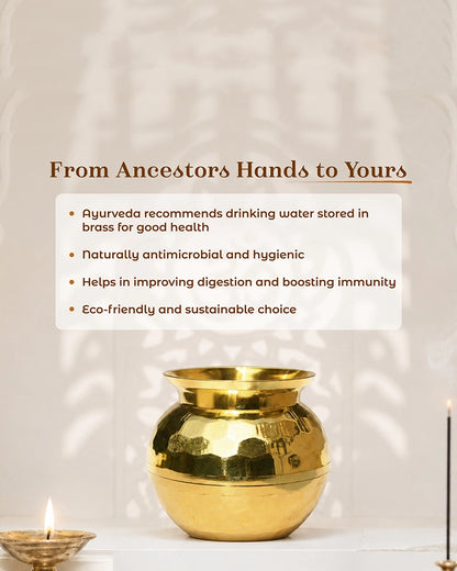 100% Pure Brass Diamond Cut Lota for Pooja, Mandir