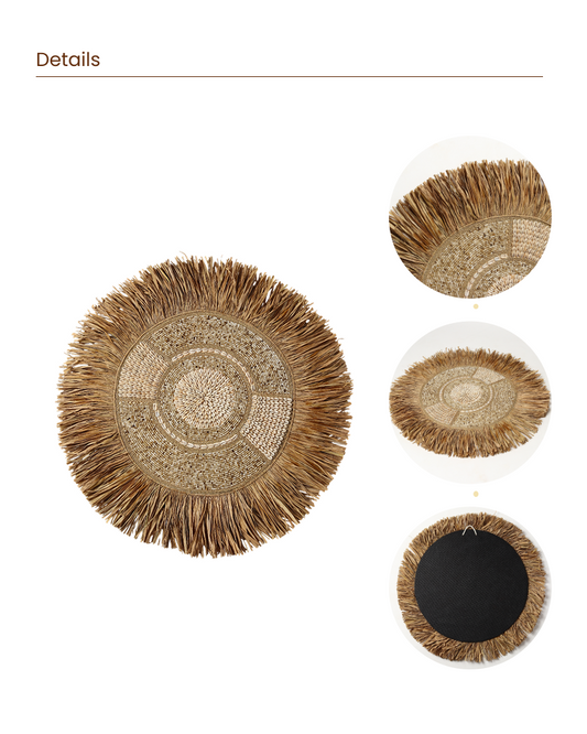 Earthy Raffia Wall Decor Piece for Sofa Backdrop Styling