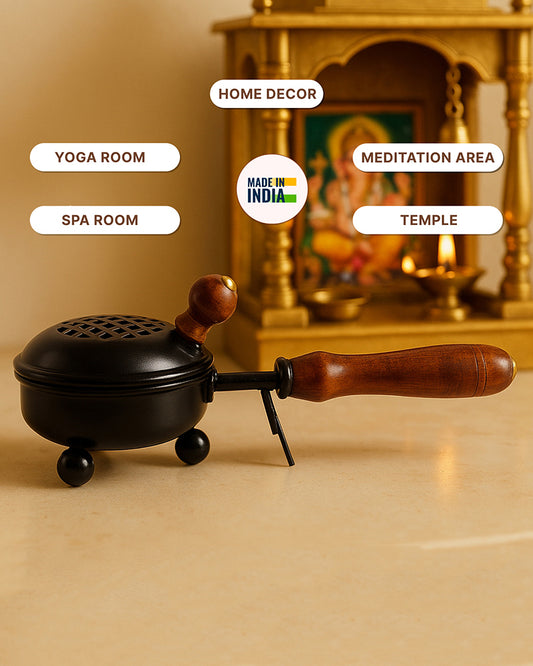 Decorative Metal Dhoop Dani Burner for Home Temple Aarti and Aromatherapy