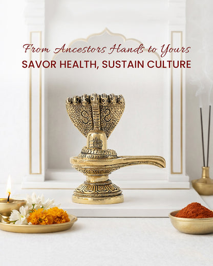 Brass Shivling with Naga Snake for Pooja and Home Decoration