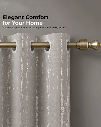 Textured Linen Eyelet Curtain for Doors (Grey, 7 ft)