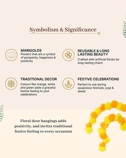 Classic Artificial Indian Flower Garland Set of 5 for Mandir & Celebrations
