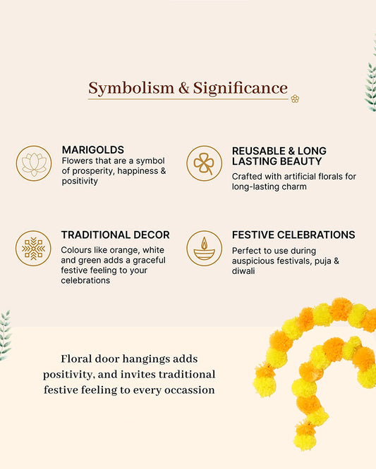 Classic Artificial Indian Flower Garland Set of 5 for Mandir & Celebrations