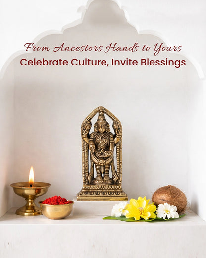 Brass Balaji Idol with Antique Finish for Pooja Room and Home Decor
