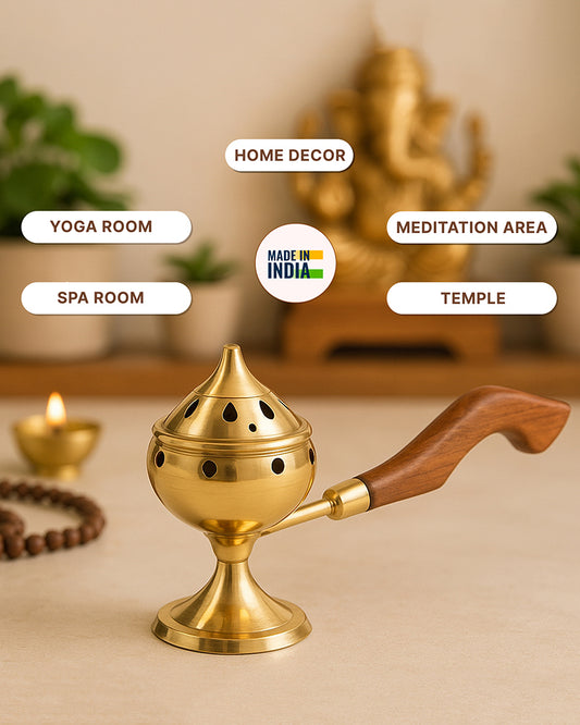 Exclusivelane Brass Dhoop Dani for Aarti, Puja, and Meditation Spaces