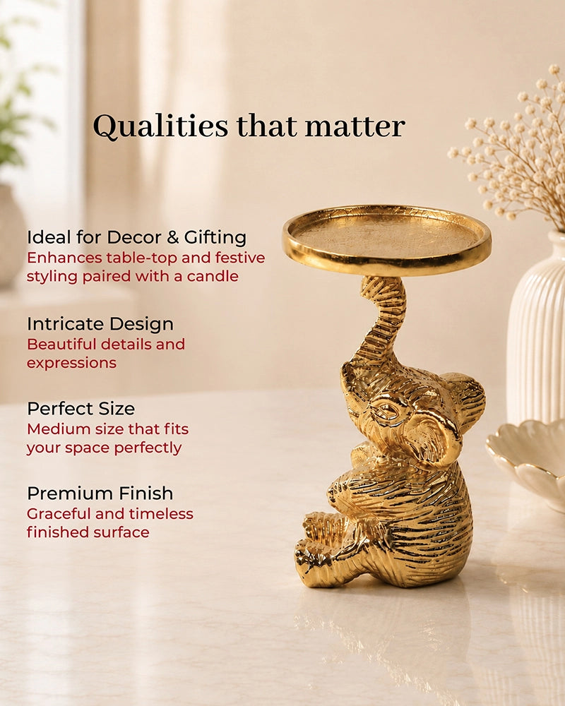Decorative Elephant Pillar Candle Holder for Home & Festive Decoration