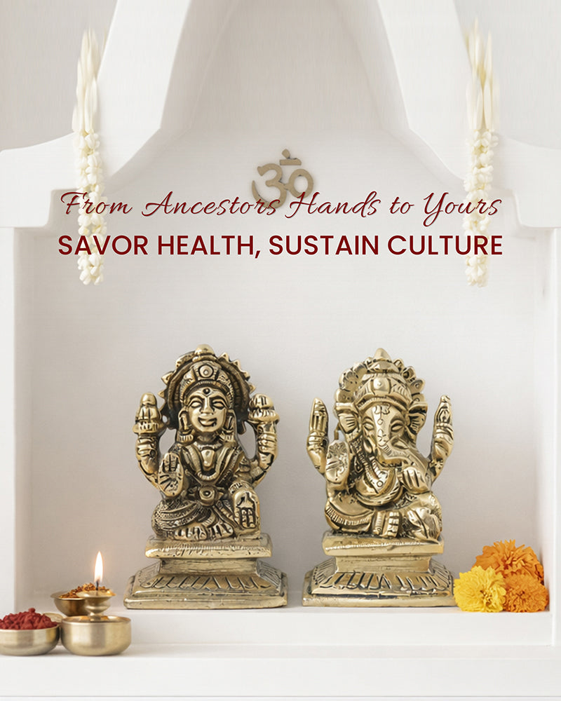 Pure Brass Laxmi Ganesh Idol for Pooja Room and Office