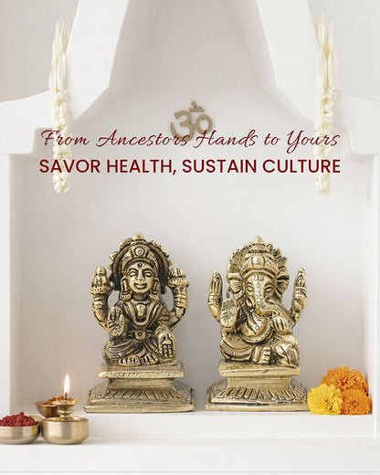 Pure Brass Laxmi Ganesh Idol for Pooja Room and Office