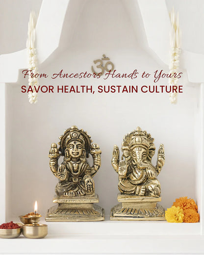 Pure Brass Laxmi Ganesh Ji Idol Set for Traditional Pooja & Showpiece